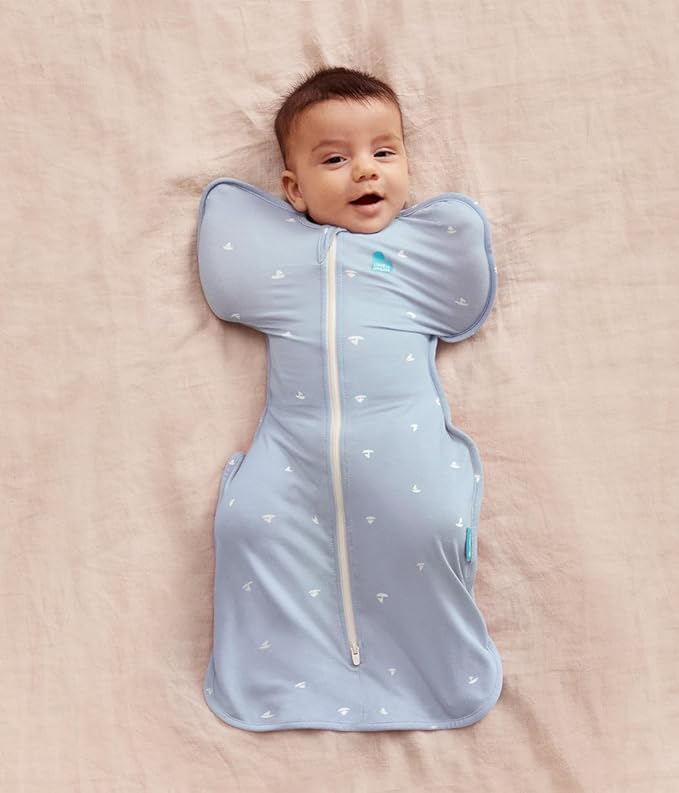 Love to Dream Swaddle Up Viscose from Bamboo, Arms Up Position, Soft and Sustainable Bamboo Fabric, Versatile Wearable Blanket, 1.0 TOG (20-24°C) Ideal for Moderate Temps, Medium 8-13 lbs, Boats Mist
