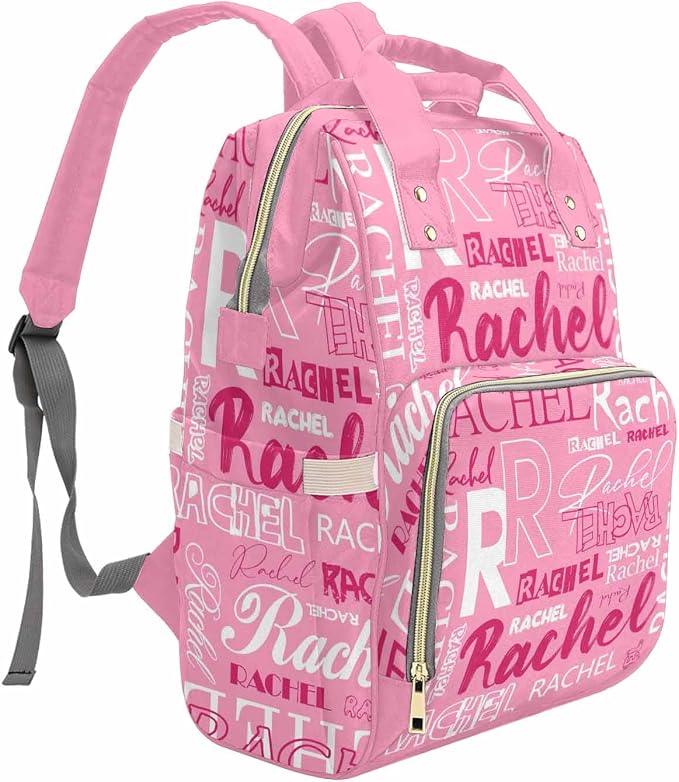M YESCUSTOM Custom Diaper Bag Backpack for Girls Boys Large Capacity with Pockets Personalized Baby Diaper Bags for Mom Waterproof Nappy Baby Bag with Name Mothers Day Gift Pink