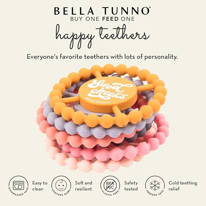 Bella Tunno Happy Teether – Soft & Easy Grip Baby Teether Toy, Silicone Teether Ring to Help Soothe Gums, Non-Toxic and BPA Free, Assistant to The Manager