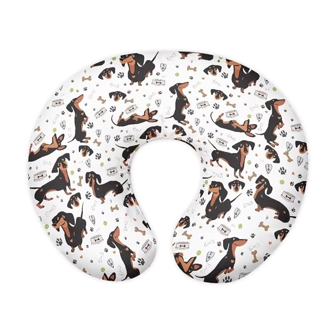 Breastfeeding Pillow Slipcover for Baby Boys & Girls, Puppy Print Nursing Pillow Case for Newborn, Soft Fabric Fits Snug On Infant