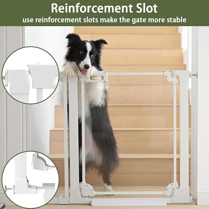 Clear Baby Safety Gate for Stairs,29.52-37.79" Wide, 30" Tall Pressure Mounted Acrylic Pet Gate, Easy Walk Through Auto Close Child Gate for Doorways and House,29.52-37.79"