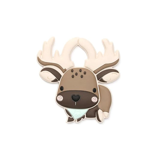 Loulou Lollipop Silicone Teether for Babies 4 Months and Up, Textured Teething Toy for Sore Gums, BPA-Free Food-Grade Silicone, Easy to Hold, Dishwasher & Freezer Safe, Moose