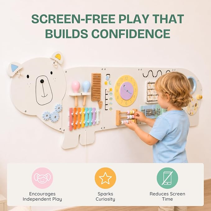 Sensory Wall Panel for Kids – Toddler Learning Activity Center - Emotional Development & Fine Motor Skills – Toddler Learning Activity Center- Busy board Montessori toys