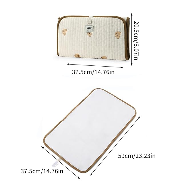 Portable Baby Changing Pad Foldable & Water Proofing Mat Built-in Mesh Pocket for Newborns and Parents During Travel