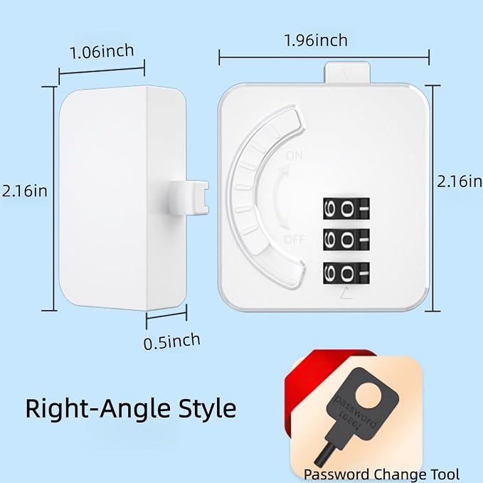 2 Pack Child Safety Lock, Keyless Combination Lock with Adhesive Backing,For Wardrobe Drawers and Right-Angle Surfaces to Prevent Pinching (2 Pack, Right-Angle Style)