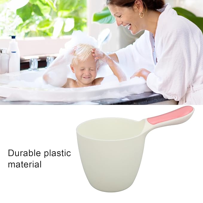SUNGOOYUE Baby Shampoo Rinse Cup, Soft Silicone Bath Bathing Cup with Plastic Body, Gentle Water Pouring 3 Key Uses for Newborns Toddlers Kids Hair Washing and Bath Time Care