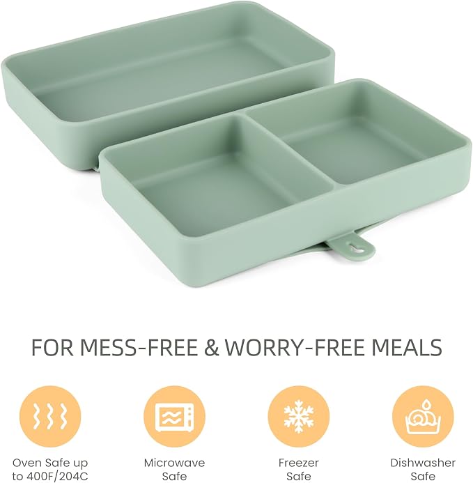 Silicone Baby Plate, Foldable & Compact Food Grade Silicone Plates, Foldable Toddler Travel Essential with Suction for Toddlers (Cambridge Blue)