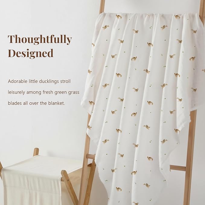 POMISO Muslin Swaddle Blankets for Boys & Girls, Newborn Receiving Blankets, 4 Pack Soft Breathable Baby Swaddles, Large 47x47 Inches, Adorable Ducklings