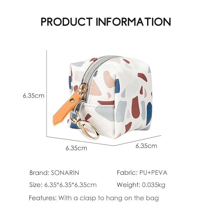 SONARIN Portable Pacifier Holder Case with Clasp for Diaper Bags,PU Baby Dummy Case Soother Pod Pacifier Case Pacifier Bag Storage Box for Holding 2 Pacifiers or Nipple Shields(Colorful Stone)