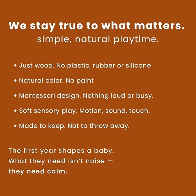 HippoToys Handcrafted Wooden Baby Rattle | Natural Teething Toy | Montessori Sensory Developmental Toy | Non-Toxic Organic Wood | Newborn Infant Baby Boy Girl Gift 0-12 Months
