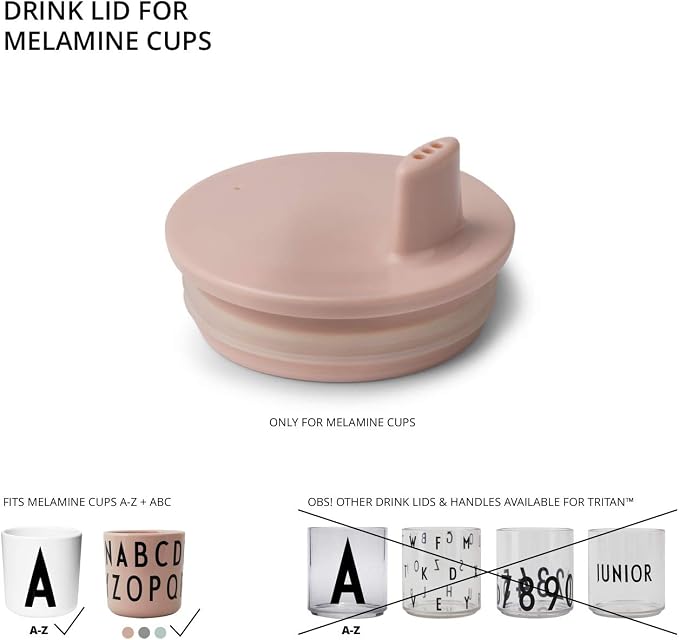Design Letters Sippy Cup Lids for Melamine Cups Designed in Denmark | Durable Drink Lid for Babies, Toddlers & Kids | BPA & BPS Free, Food Safe Toddler Sippy Cup Lids | Dishwasher Safe Tight Fit Lids