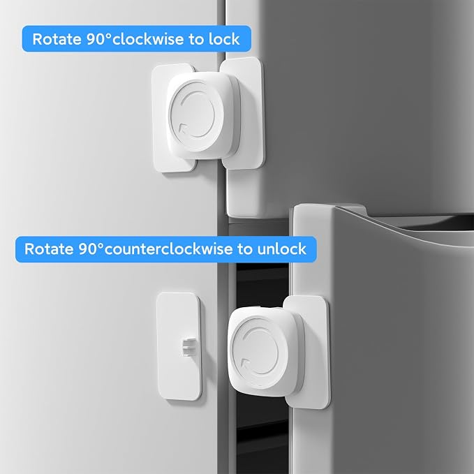 Refrigerator Lock for Kids Child Proof Fridge Freezer Door Lock No Driling Drawer Lock Easy to Install Cabinet Locks (2 PCS)