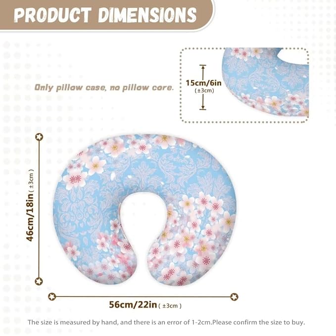 Breastfeeding Pillow Cover Boys Girls,Cherry Blossom Baby Nursing Pillow Case for Newborn, Soft Fabric Fits Snug On Infant