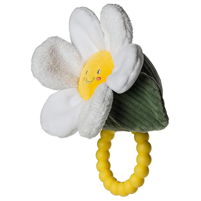 Mary Meyer Sweet Soothie Soft Baby Rattle with Teether Ring, 5-Inches, Daisy