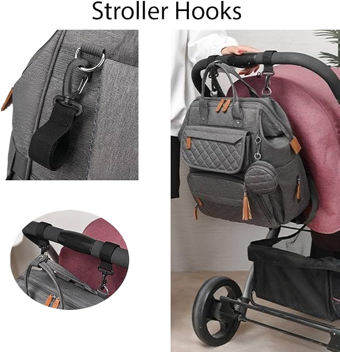 Baby Diaper Bag Backpack - Waterproof Diaper Bag with Changing Pad, Pacifier Case, Bottle holder & Stroller Straps, Multifunctional Diaper Bag (Explorer-Midnight Black)