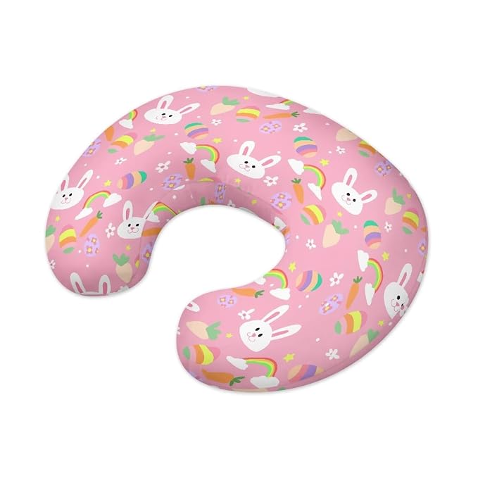 Rabbit Easter Egg and Carrot Nursing Pillow Cover Ultra Soft Comfortable Newborn Nursing Pillow Case Durable and Easy to Clean