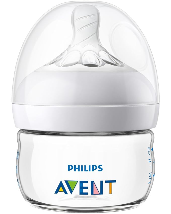 Philips Avent Natural Baby Bottles, with First Flow Nipple, 2OZ/60ML, 2 Pack, SCF019/25