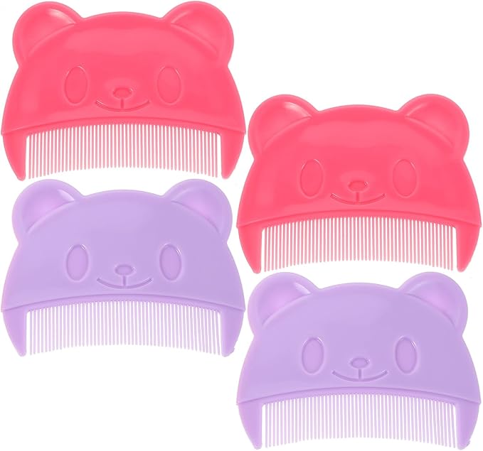 Toyvian Bear Shaped Baby Hair Comb Set - Infant Scalp Brush for Newborn Cradle Cap and Dandruff Removal Gentle Hair Care Comb for Boys and Girls Compact Baby Grooming Tool for Home and Travel
