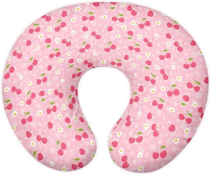 Lounger Pillow Covers for Boy Girl Baby, Replacement Pillow Cover Fits Boppy Pillow Ultra Soft Pillow Slipcovers U-Shaped Breastfeeding Pillowcase Snug - Cherry