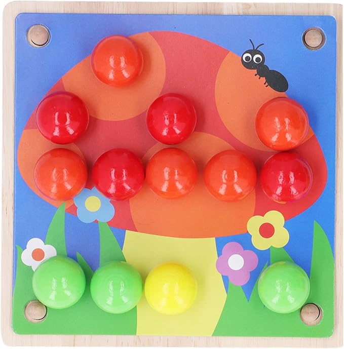 DAREBUDA Colorful Button Art Toy, Mosaic Pegboard Mushroom Nail Puzzle for Kids, Educational Color Matching Activity Board with Smooth Edges for Toddlers and Preschoolers
