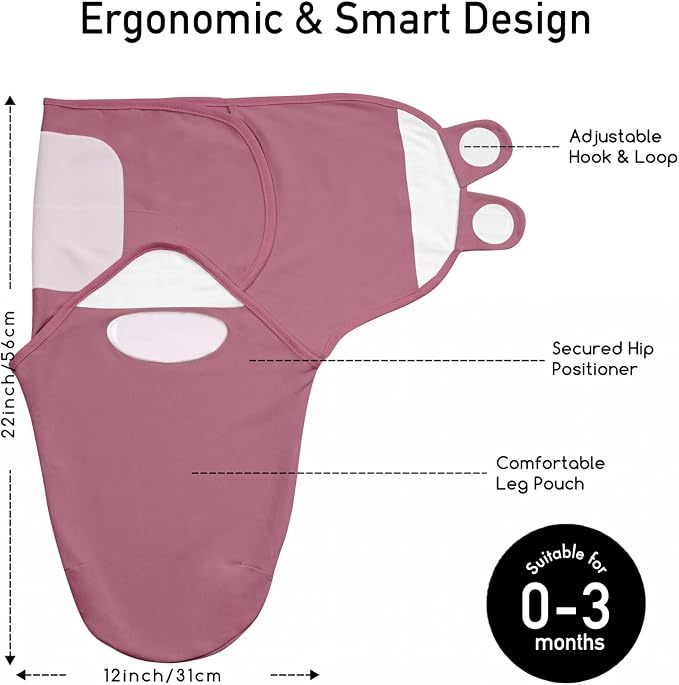 GLLQUEN BABY Swaddles for Newborns, Soft, Smooth & Gentle Wear, Baby Girl Swaddles 0-3 Months, Reduce Startle Reflex Womb-Like Sleep Sack Wrap Blankets Pink Blush Dusty Rose