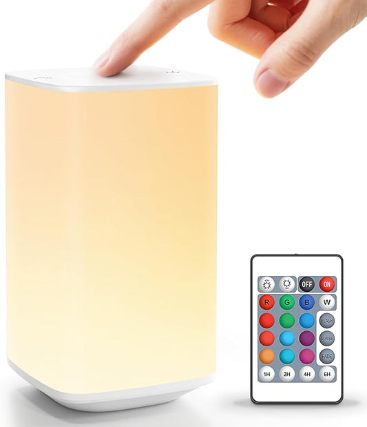 Auxmir Baby Night Light for Nursery, White 4000mAh Rechargeable Night Light with Remote & Touch Control, Dimmable Soft White Light, 256 RGB Colors, Timer for Nursing, Diaper Changes, Kids Bedroom