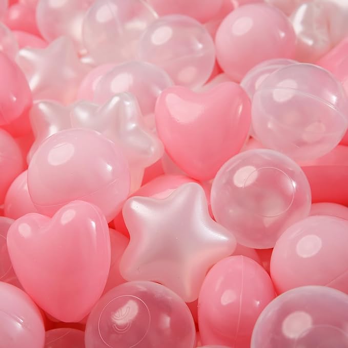 TRENDPLAY Ball Pit Balls Star and Heart Shapes for Toddlers - 50 100 200 500 Count Plastic Balls for Ball Pit Fun and Play