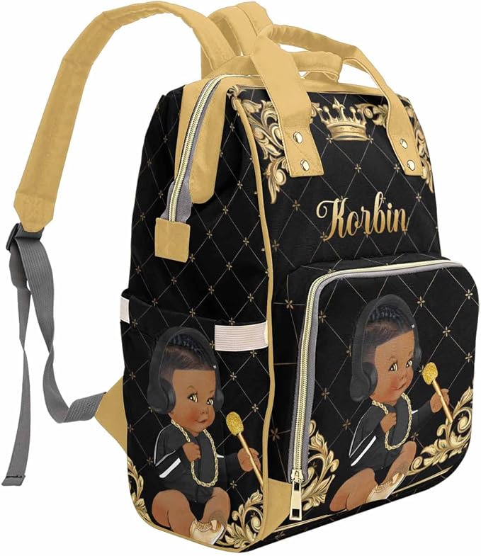 M YESCUSTOM Custom Name Diaper Bag Backpack for Wife Women Portable Waterproof Diaper Bags Mothers Day Gifts Personalized Cute Mommy Nursing Daypack Black Travel Diaper Backpack
