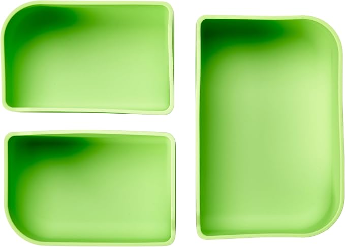 LunchBots Build -a- Bento Lunch Box, Silicone Bento Box for Kids, Multi-Compartment Lunch Container, Oven & Dishwasher Safe, BPA Free, 28 oz - Green