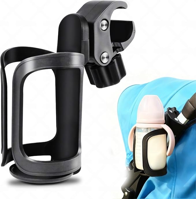 Universal 360° Rotating Cup Holder, 2-Pack - Fits for Boat, Pontoon, Stroller and Bike - Features Elastic Grip, Tool-Free Installation ，Securely Holds 20oz to 40oz Drinkware for Outdoor Activities