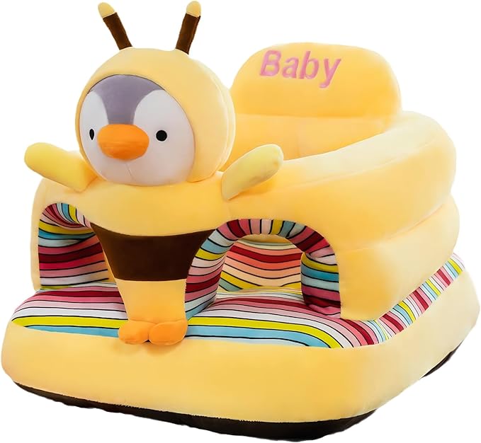 Baby Support Seat, Cute Baby Sofa Chair for Sitting Up, Comfy Plush Infant Seats (Penguin,W17.5 x H17.5)