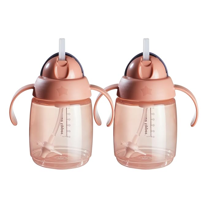 Tommee Tippee Starter Weighted Straw Baby & Toddler 10oz Sippy Cup for 6 Months+, with Silicone Weighted Straw and Easy-Hold Handles, BPA Free, Pink, Pack of 2