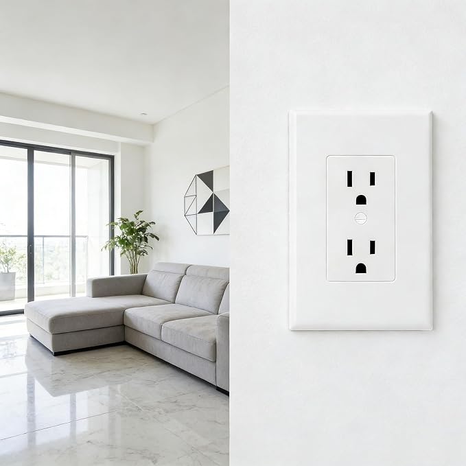 ZEFTV 20 Pack Duplex Outlet Covers Wall Plates 1-Gang Switch Outlet Electrical Cover Plate Unbreakable Thermoplastic Faceplate for Light Receptacle Outlet Switch, White