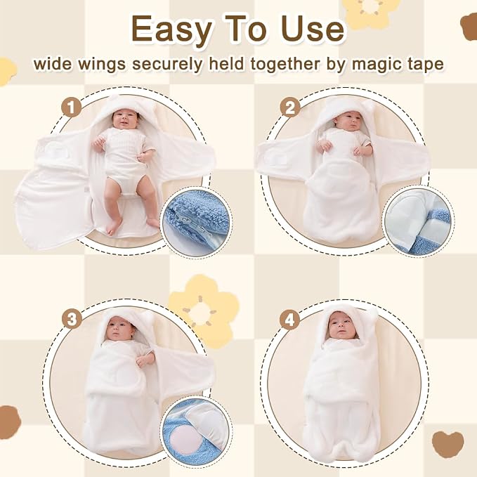 AiWMGL Baby Winter Fleece Swaddle Blanket 0-3 Months Boys Girls Warm Adjustable Newborn Swaddling Wrap Soft Plush Sleeping Sacks