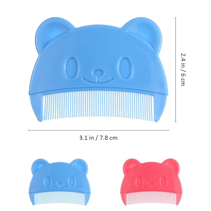 VICASKY Cradle Cap Comb Brush Babies 2pcs Baby Hair Combs Plastic Cute Gentle Touch Easy To Hold Bear Shaped Bath Newborn Dandruff Kit Shampoo Treatment Set Fine Tooth Dandruff(Random Color）