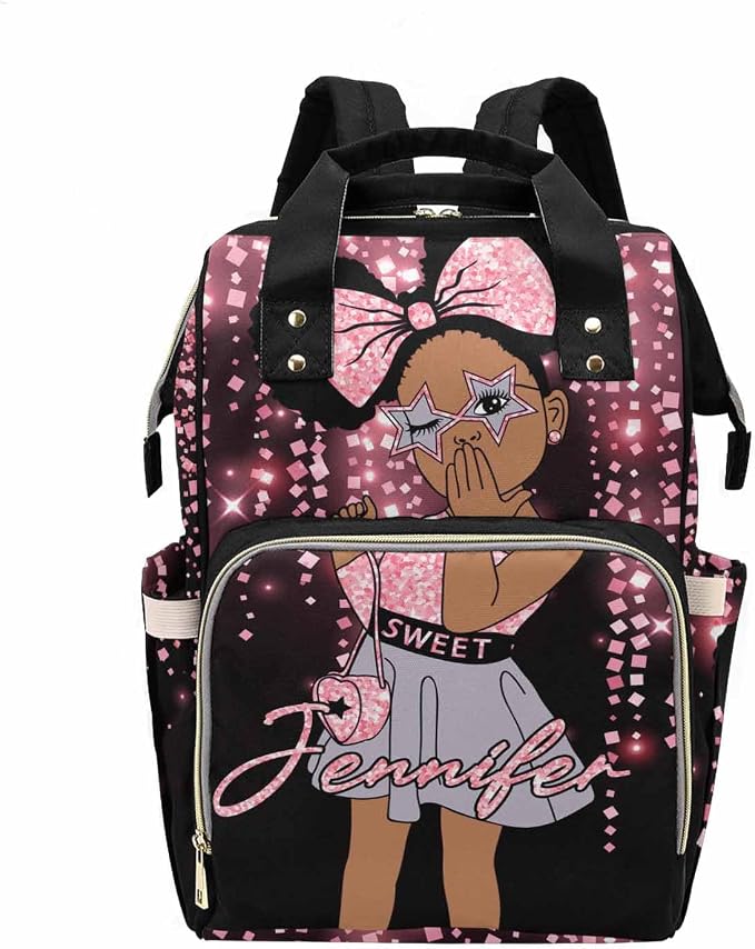 M YESCUSTOM Custom Name Diaper Bag Backpack for Women Portable Diaper Bags Mothers Day Gifts Personalized Cute Mommy Nursing Daypack for Women Green Travel Diaper Waterproof Backpack