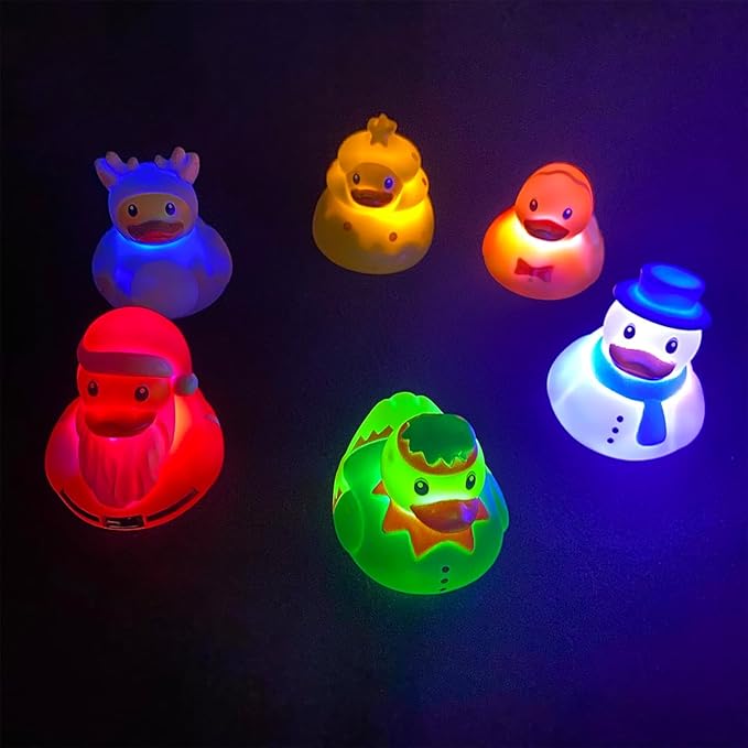 Jofan 6 Pack Light Up Ducks Bath Toys for Kids Toddlers Boys Girls Christmas Stocking Stuffers Party Favors Gifts