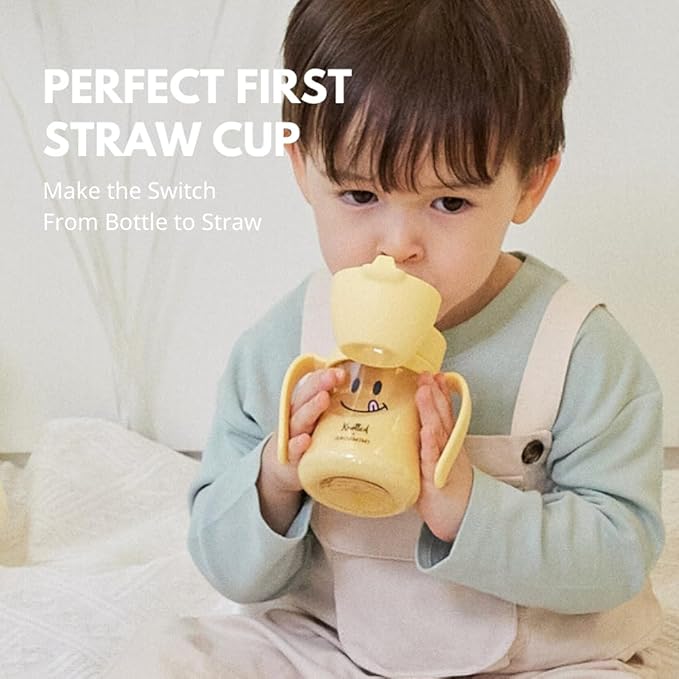 GROSMIMI x KNOTTED Flip Top Spill Proof Sippy Cup, PPSU, BPA Free, Stage 2 Straw for Toddlers (Smile 6oz)