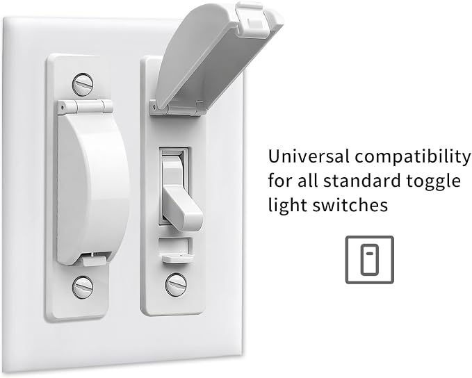 Light Switch Cover Guard, Child Proof Switch Guard 2 Pack for Toggle Switch, Prevent Kids from Turning Lights On/Off, Easy Install Wall Switch Protector (White)