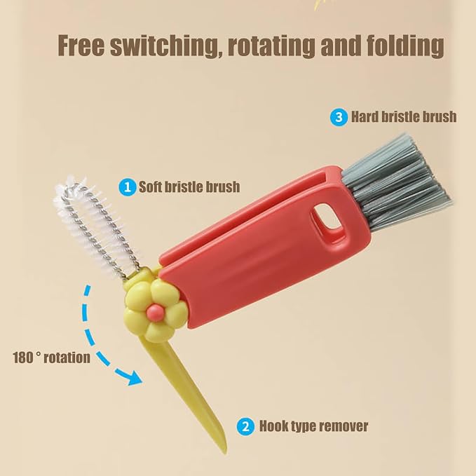 Swicado 3 in 1 Cup Lid Cleaning Brush - 2025 New Multifunctional Tool for Thorough Cleaning of Bottles, Cups, and Tight Spaces - Ideal for Home & Kitchen