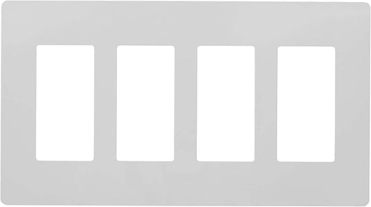 Faith Electric 4-Gang Decorator Screwless Wall Plate Child Safe Outlet Covers, 4.68"H x 8.4" L, Fits GFCI, USB Receptacles, Dimmers, and Lighting Controls, ETL Listed, White