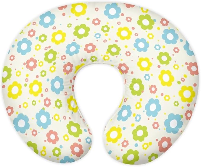 Colorful Flower Nursing Pillow Detachable Newborn Original Breastfeeding Slipcover Case and Positioner U-Shaped Head Support Protector Cushion Essential with Hidden Zipper Easy Care