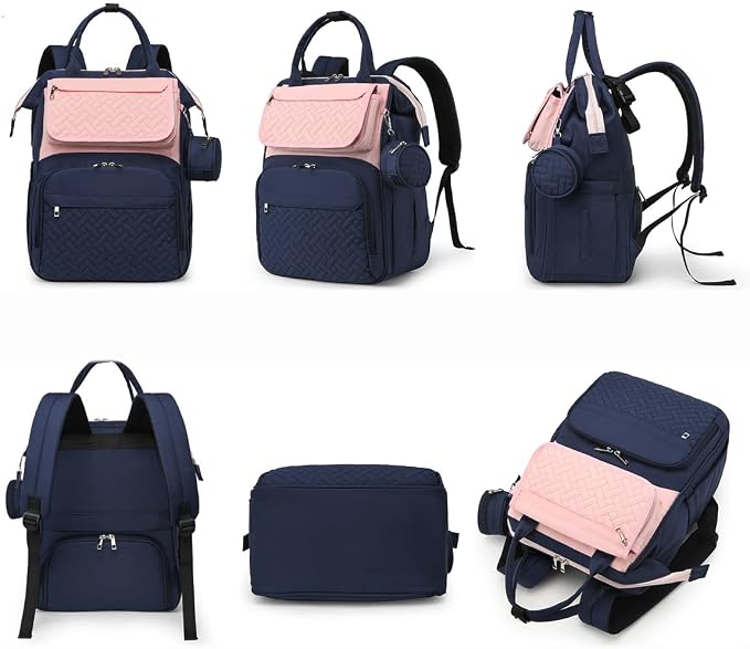 Diaper Bag Backpack with Changing Pad Pacifier Case, Diaper Bag Backpack for Dad and Mom, Maternity Bag Organizer (Blue Gray)