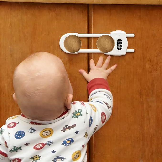 Upgrade 2 Packs Sliding Cabinet Locks, Baby Proofing U-Shaped Child Safety Latches ，Childproof Latches for Knobs, Handles on Kitchen Doors and Home Drawers Closet (White, 2)