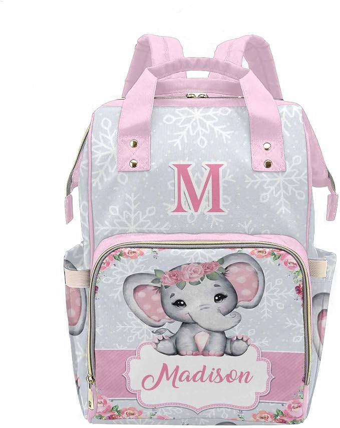 M YESCUSTOM Personalized Baby Diaper Bag Large Capacity Mommy Bags, Animals Baby Backpack Custom Name Backpack Casual Daypack Nappy Bag Gifts for Women Daughter