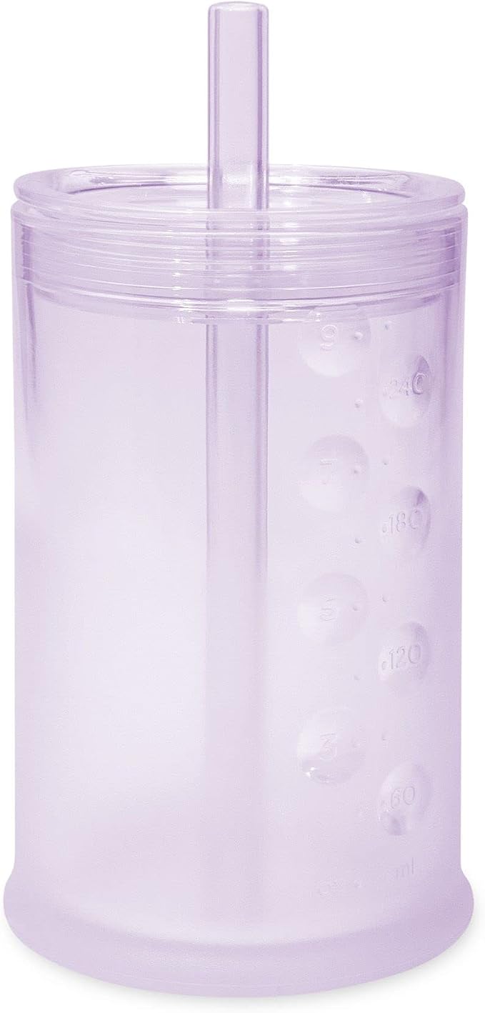 Olababy Silicone Training Cup with Straw Lid Bundle 9oz Coral + 9oz Lilac