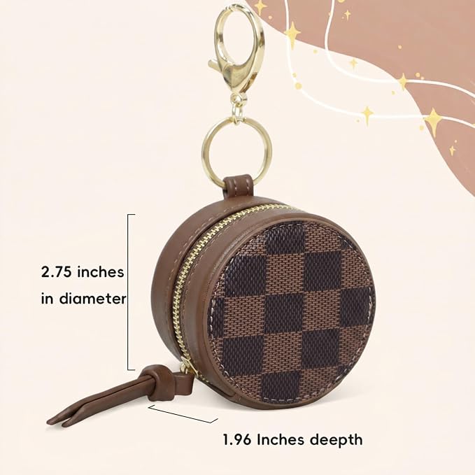 miss fong Checkered Pacifier Holder Case with Clip, Pacifier Pouch Cover, Pacifier Charm Pod with Clasp Attach to The Strollers & Diaper Bags, Hold 2 Pacifier or Nipple Shield(Coffee Checkered)