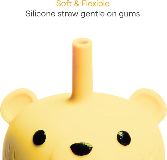 Munchkin Gentle??Transition Honey Bear Straw Cup for Babies and Toddlers 6 Months and Up, Squeezable Sippy Bottle for Easy Drinking, 9 Ounce, Yellow