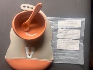 Waterproof Sage lion Bib Toddler Silicone Baby Feeding Set with bowl and spoon