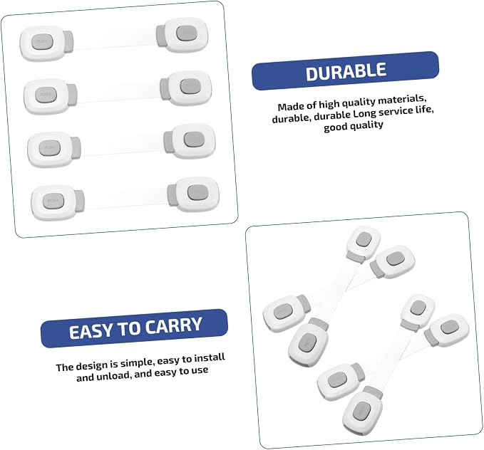 4pcs Boy Girl Safety Lock Childproof Drawer and Cabinet Latch Easy to Install No Drilling Required for Fridge Toilet and Bedside Table Use